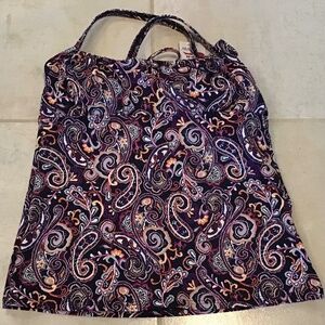 Lands End Size 4 Tankini Top Paisley Racerback Keyhole Padded With Underwire NWT